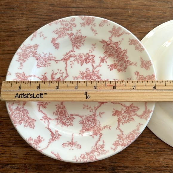 Vintage Queen’s by Churchill England Toile de jouy Pink Floral Butterfly 2 Plate - Picture 7 of 7